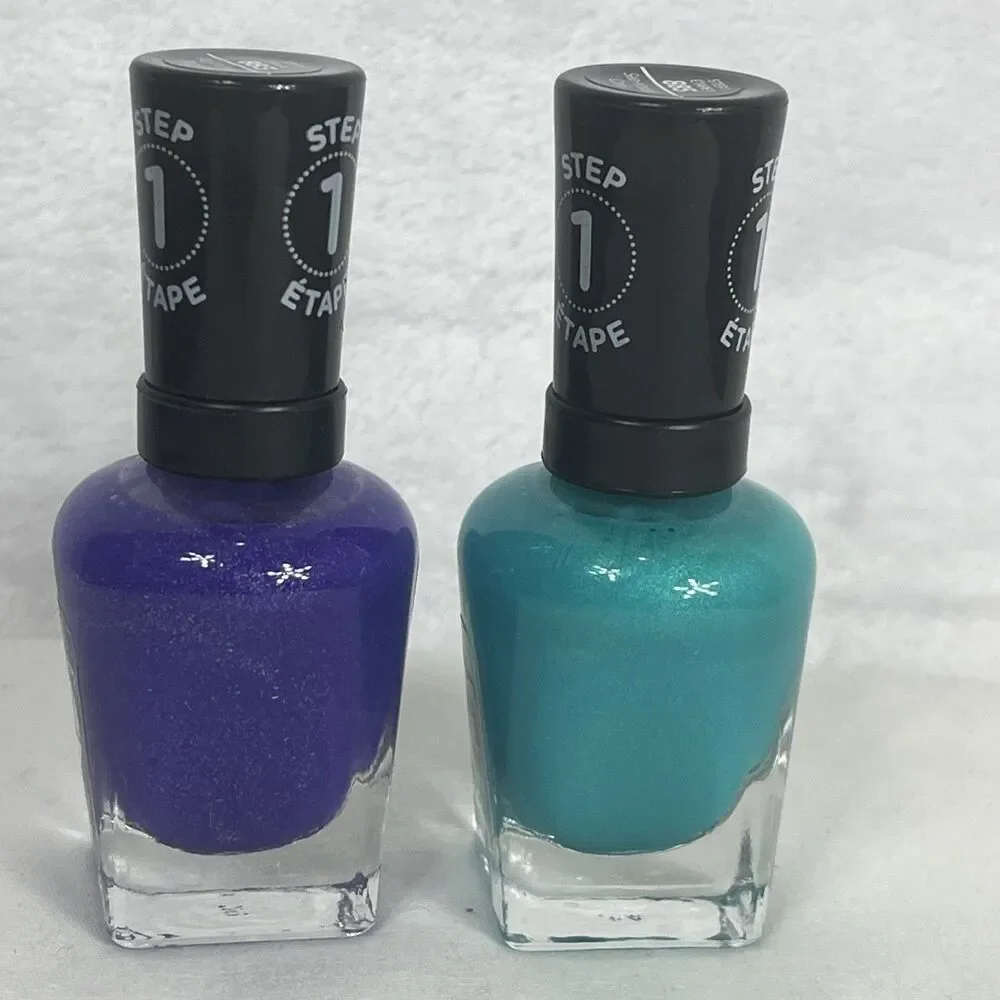 Sally Hansen Miracle Gel Neon Step 1 Nail Polish 883 Purple 885 Blue-Green NEW